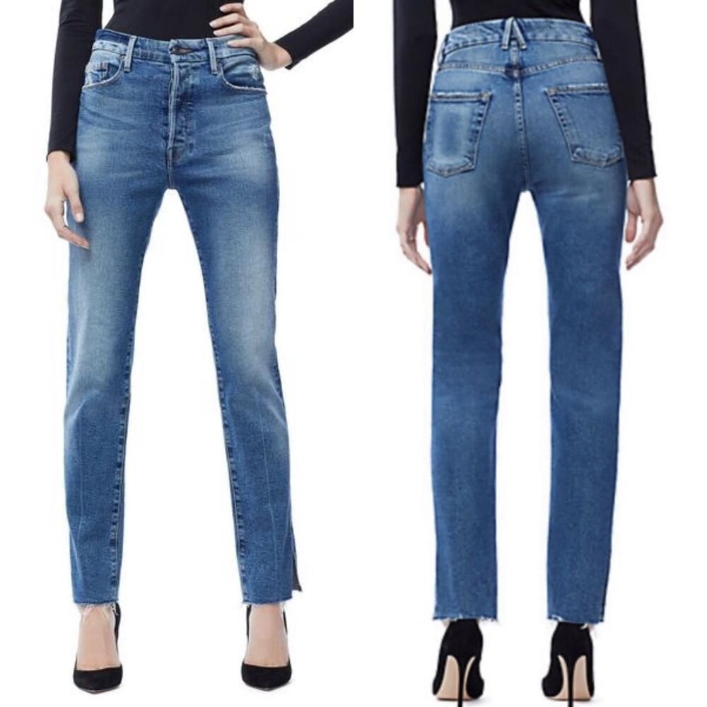 Good American Good Boy Raw Edge Side Slit Jeans